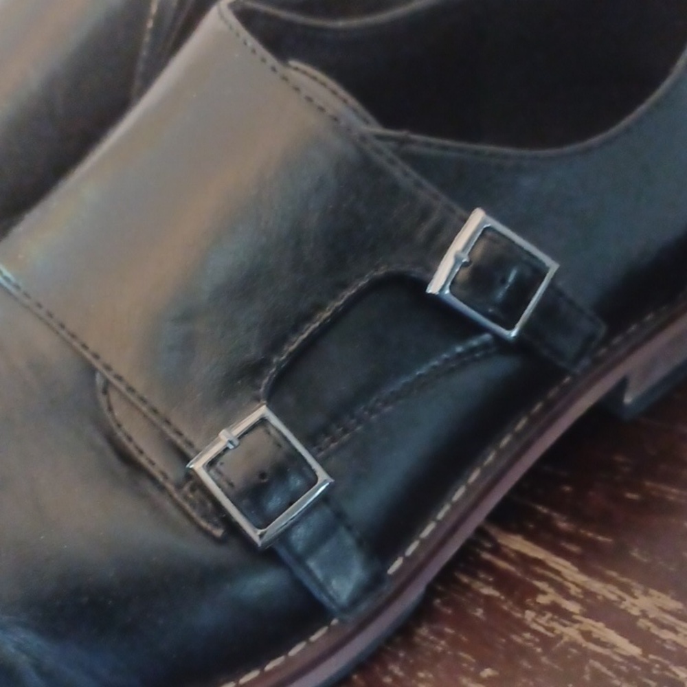 Abound Men's Black Double Monk Strap Oxfords, Size 11.5